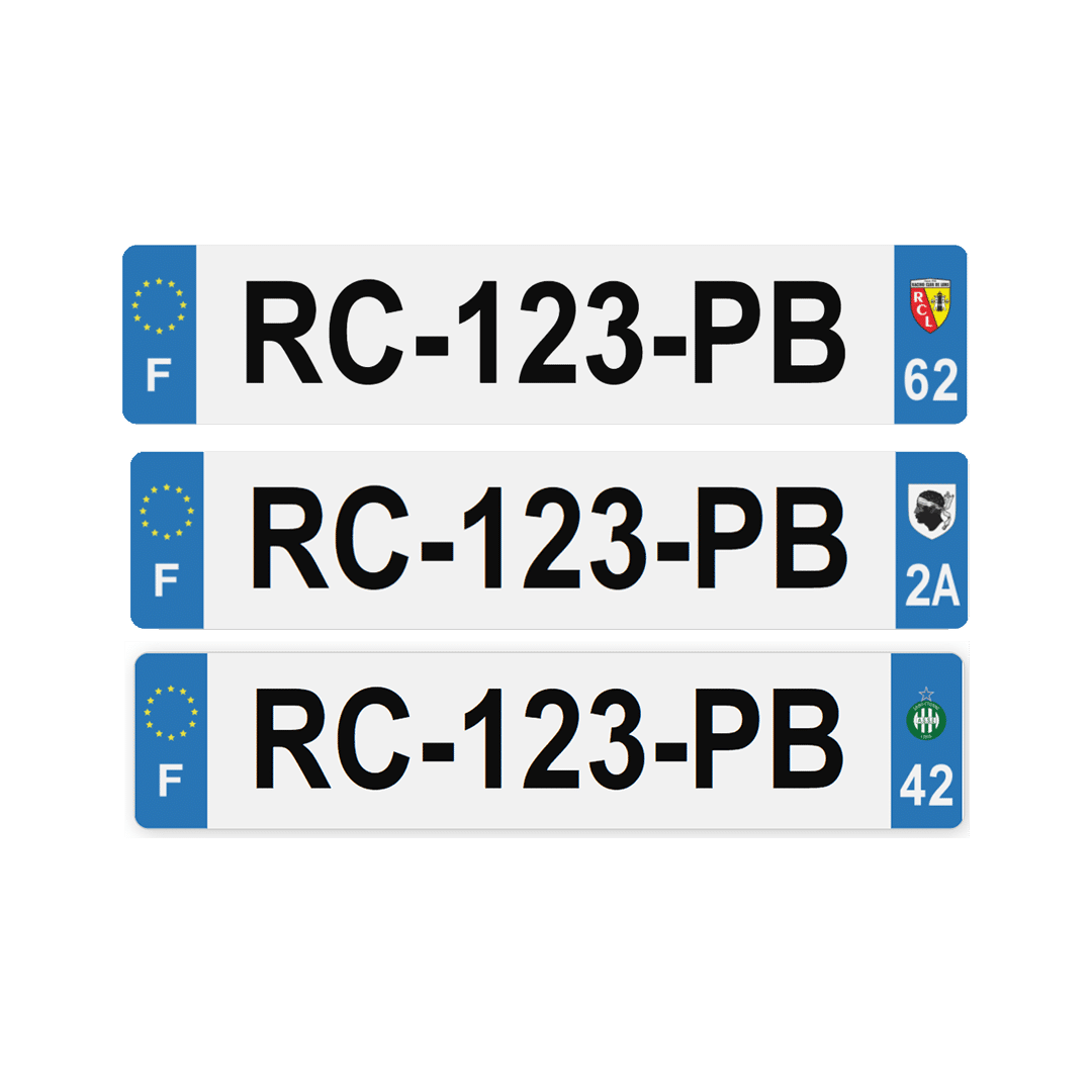 plaques d'immatriculation avec stickers